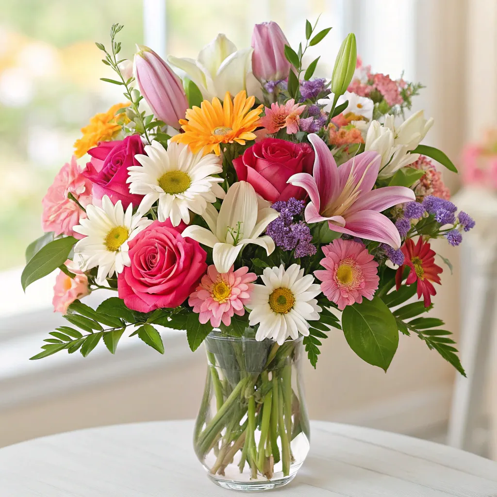 A vibrant flower bouquet arrangement